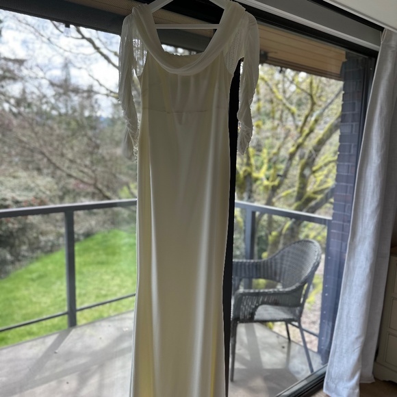 Club London Maternity Dress - Ruched Mesh Bardot / US 6 - Picture 1 of 2